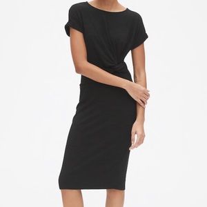 Gap Softspun Short Sleeve Twist-Knot Midi Dress